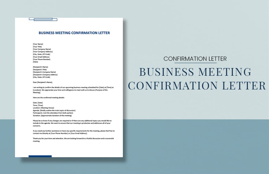 Free Business Meeting Confirmation Letter