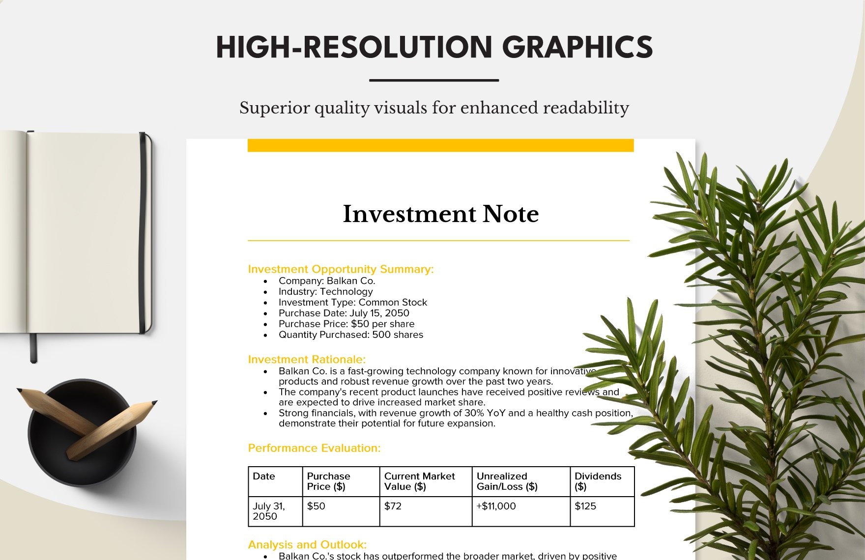 Investment Note Template