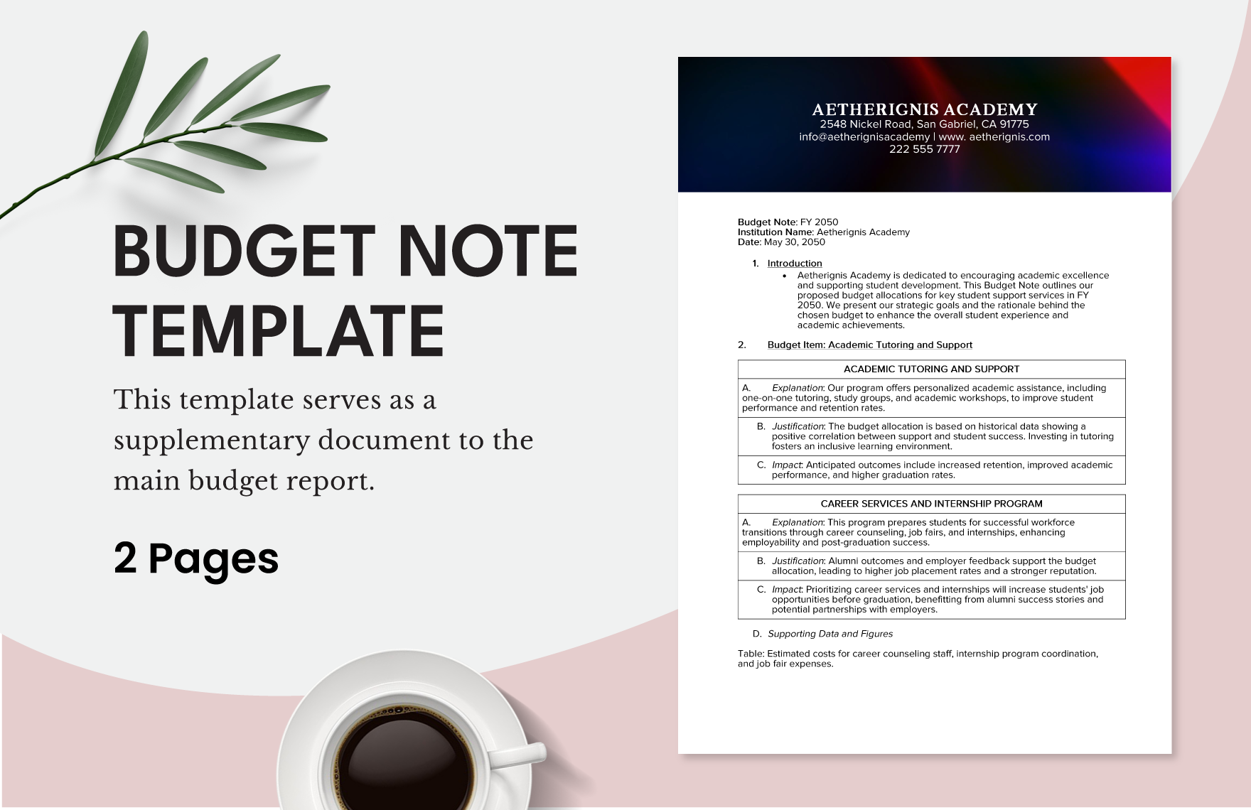 Budget Note Template