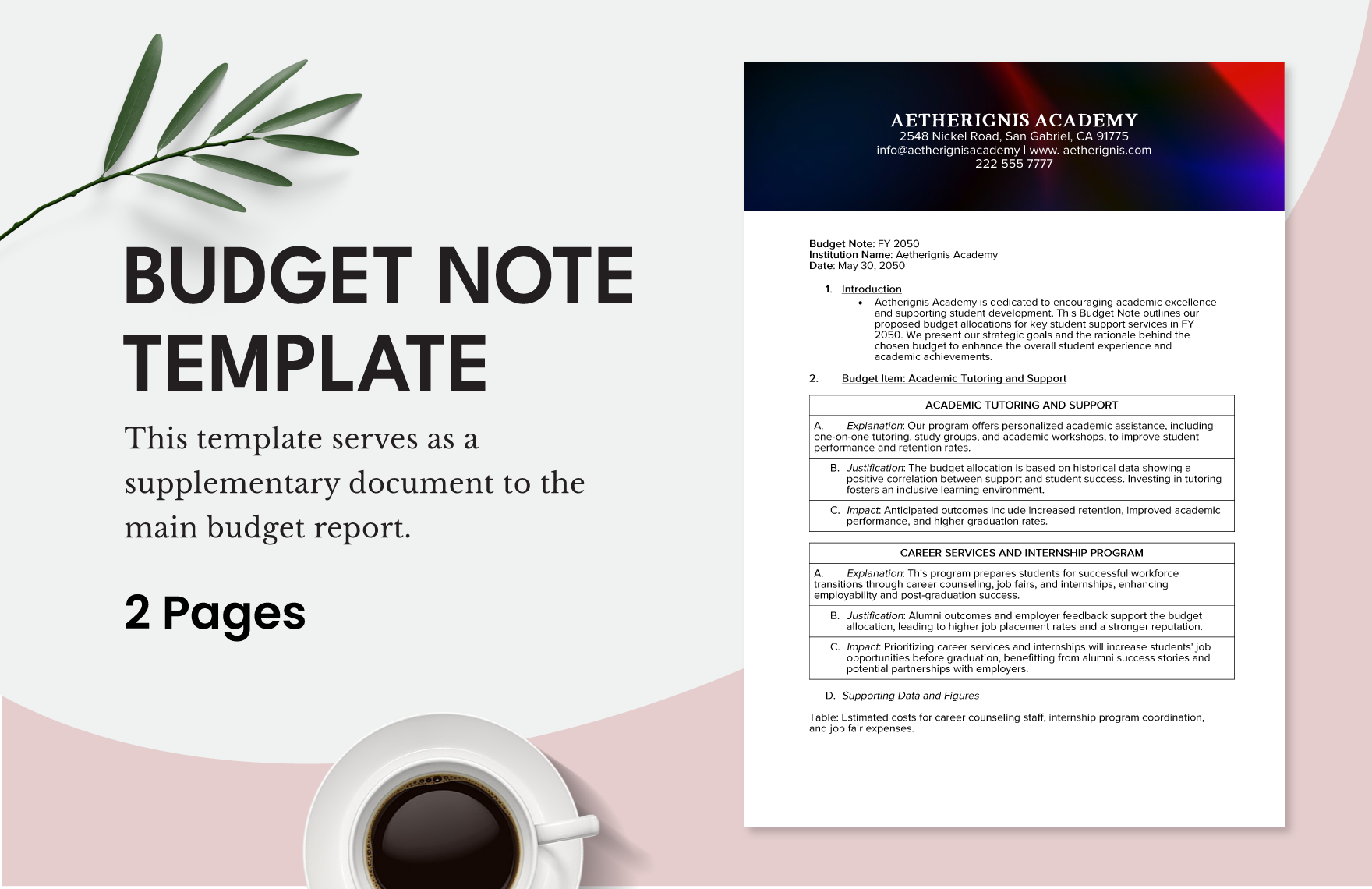 Free Budget Note Template Download In Word Google Docs PDF Free Budget Note Template Download In Word Google Docs PDF