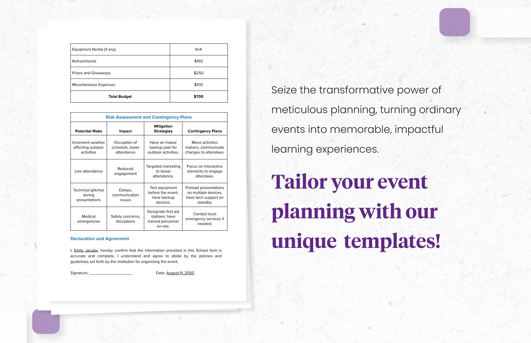School Event Planning Request Form Template
