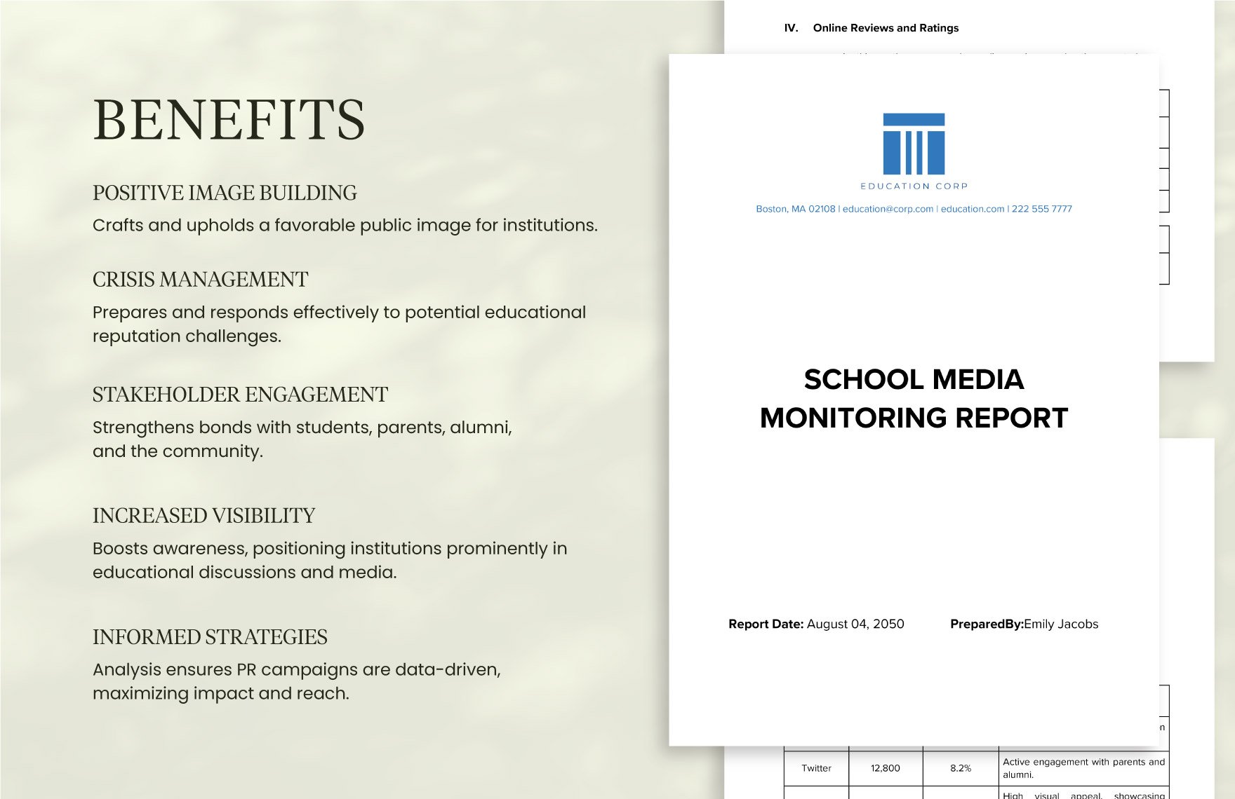 School Media Monitoring Report Template