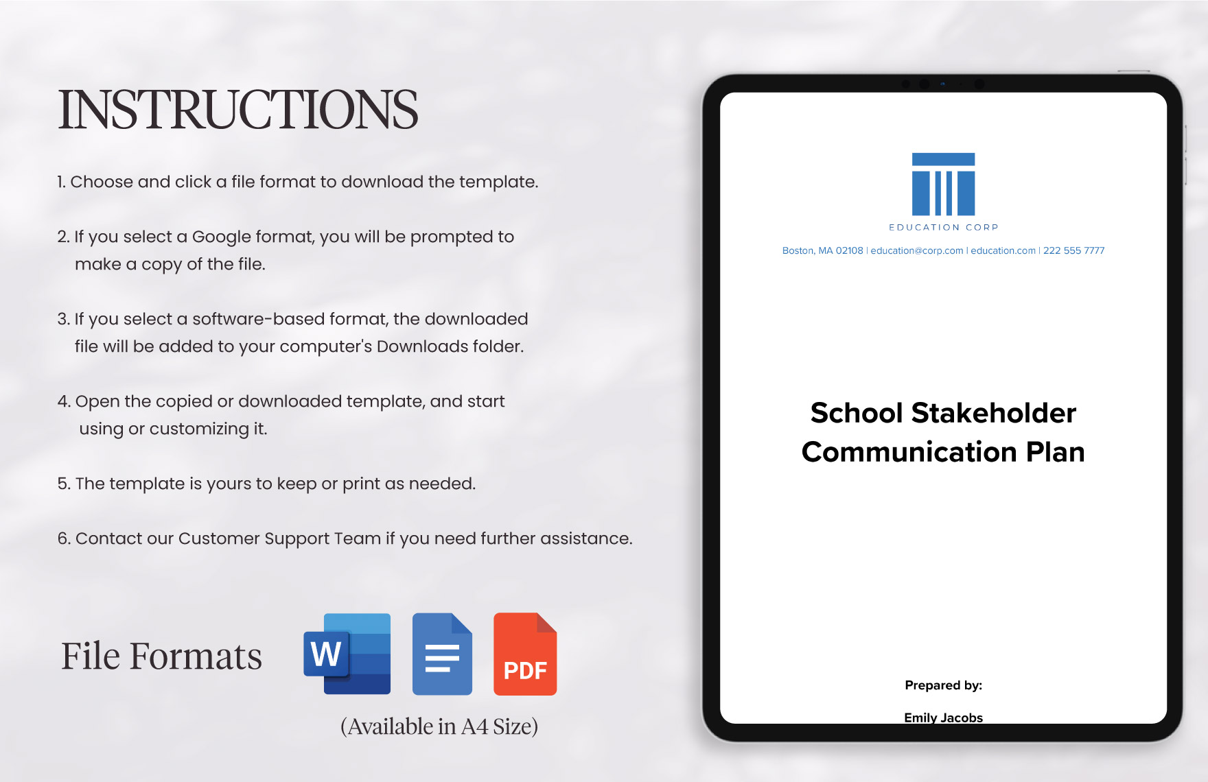 School Stakeholder Communication Plan Template