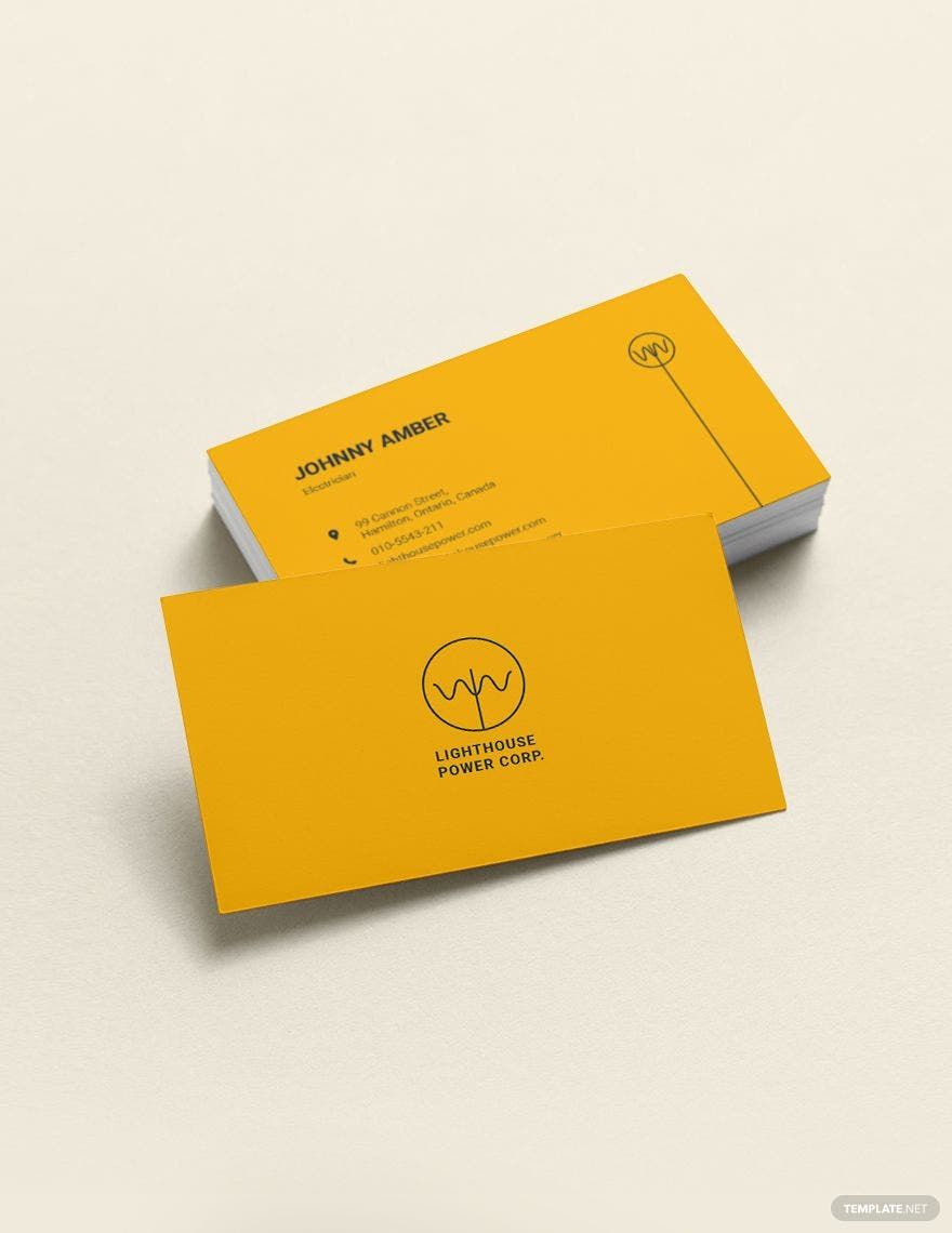 Electrician Business Card Template in Word, Google Docs, Illustrator, PSD, Apple Pages, Publisher