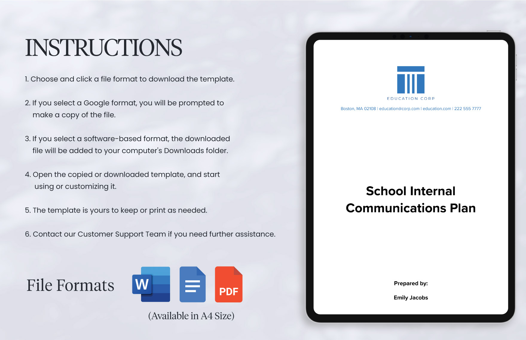 School Internal Communications Plan Template