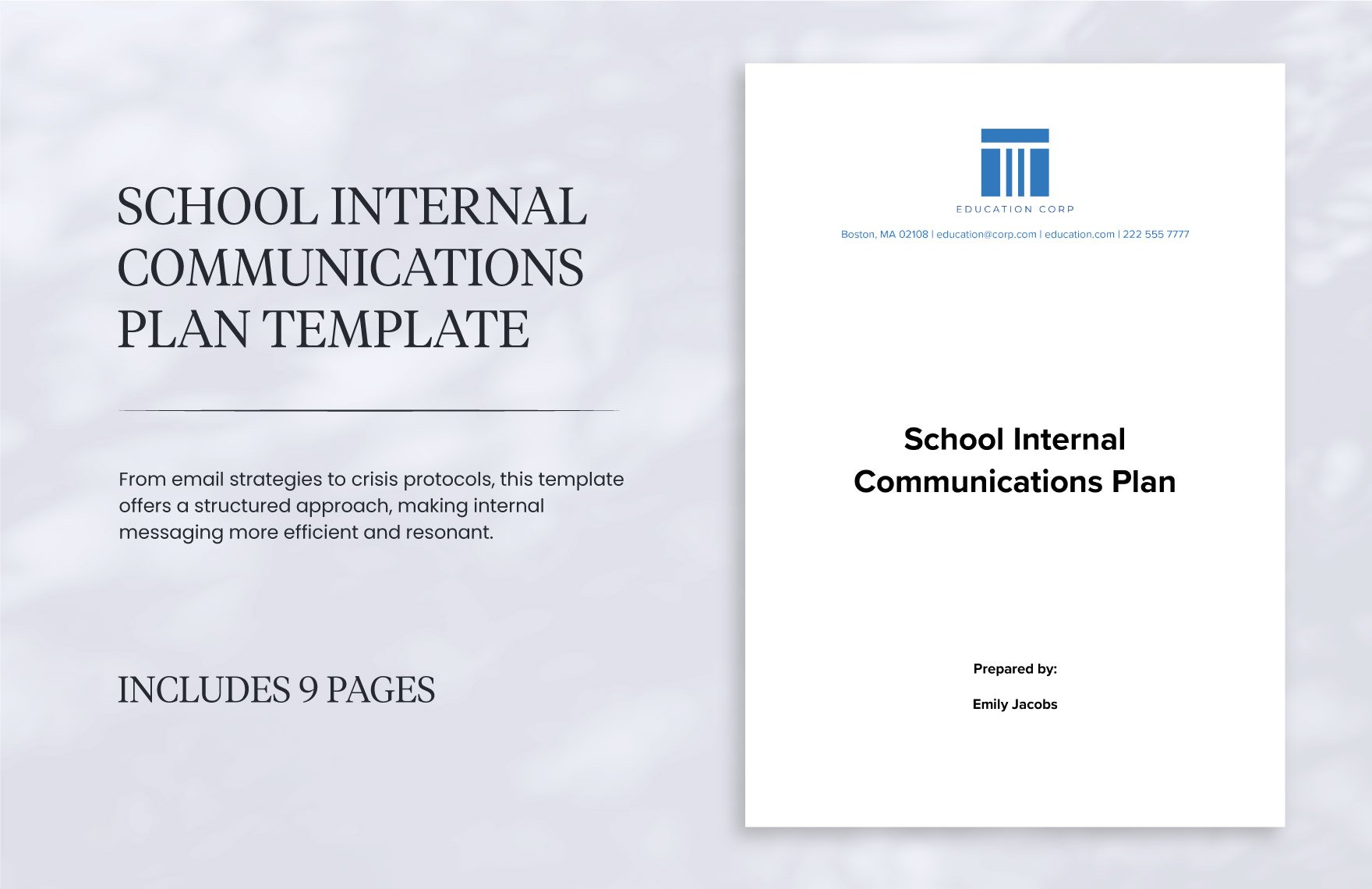 school internal communications plan template tug58