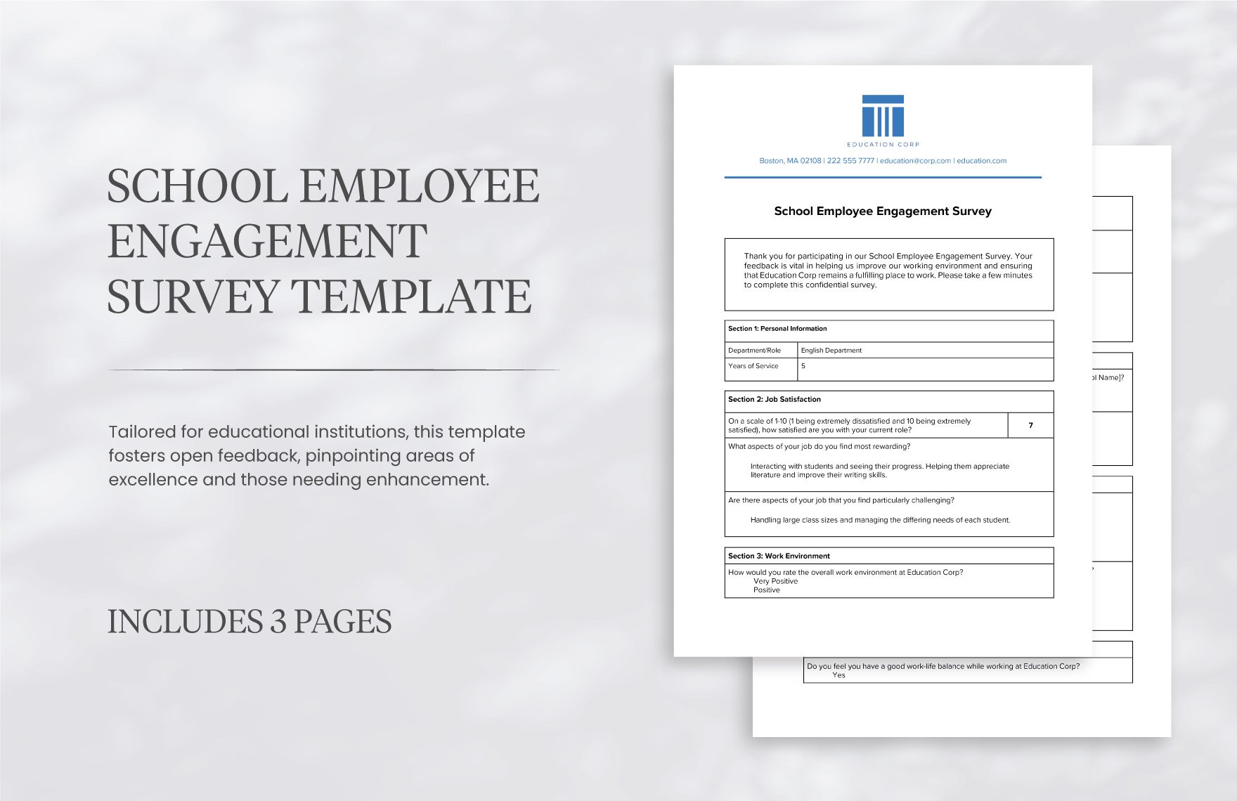 School Employee Engagement Survey Template