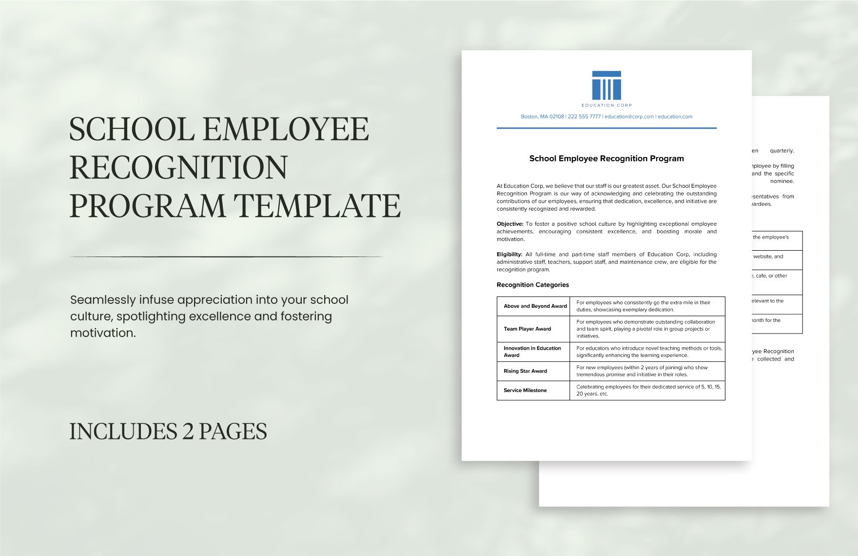 School Employee Recognition Program Template