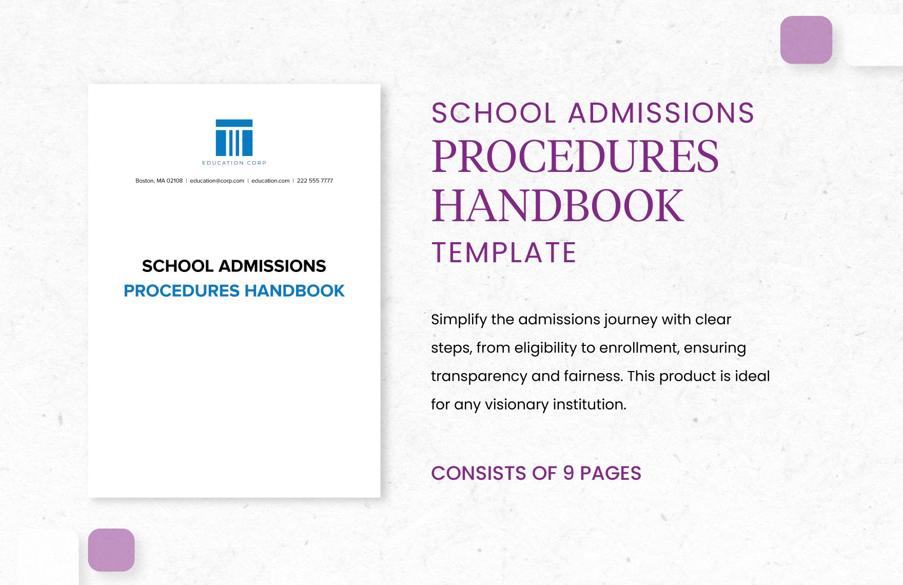 School Admissions Procedures Handbook Template