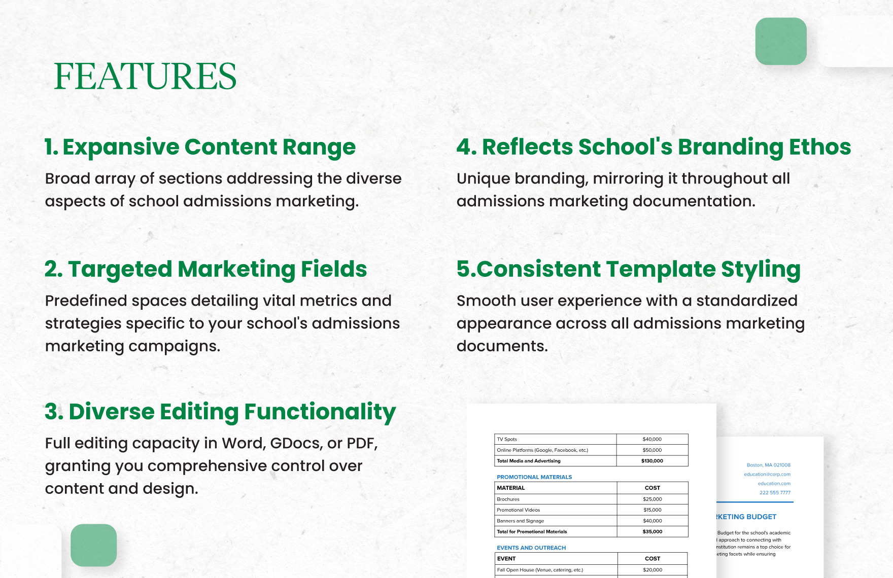 School Admissions Marketing Budget Template