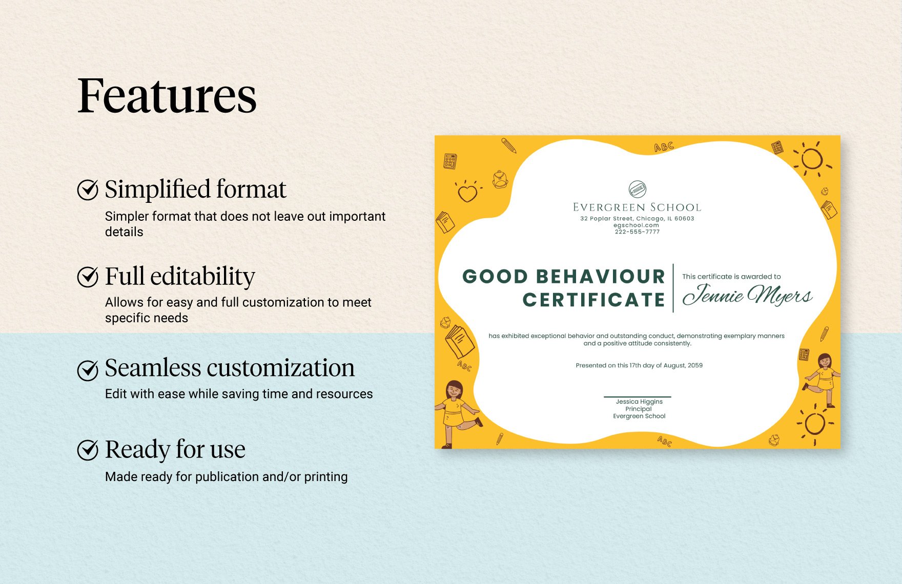 Printable Good Behaviour Certificate Template