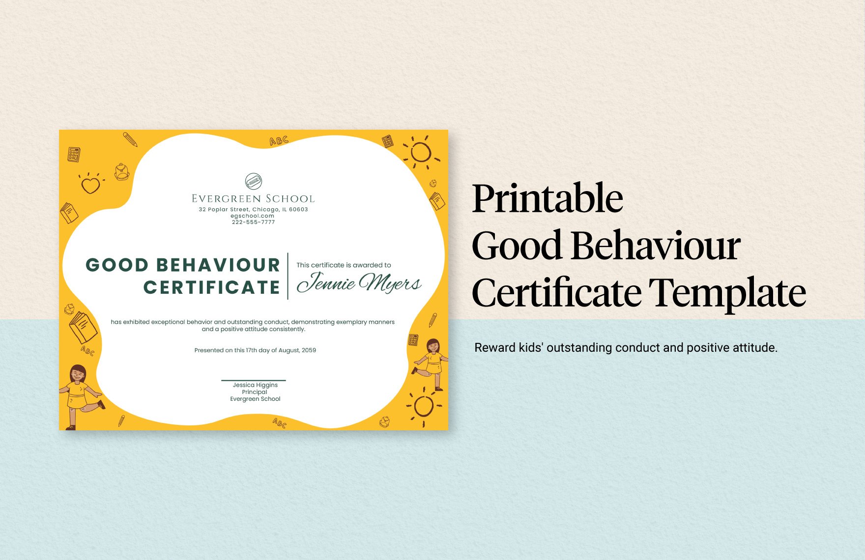 Printable Good Behaviour Certificate Template