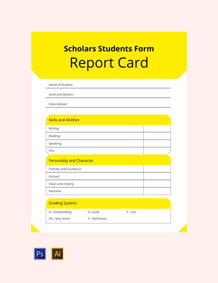 free student report card template 440x570