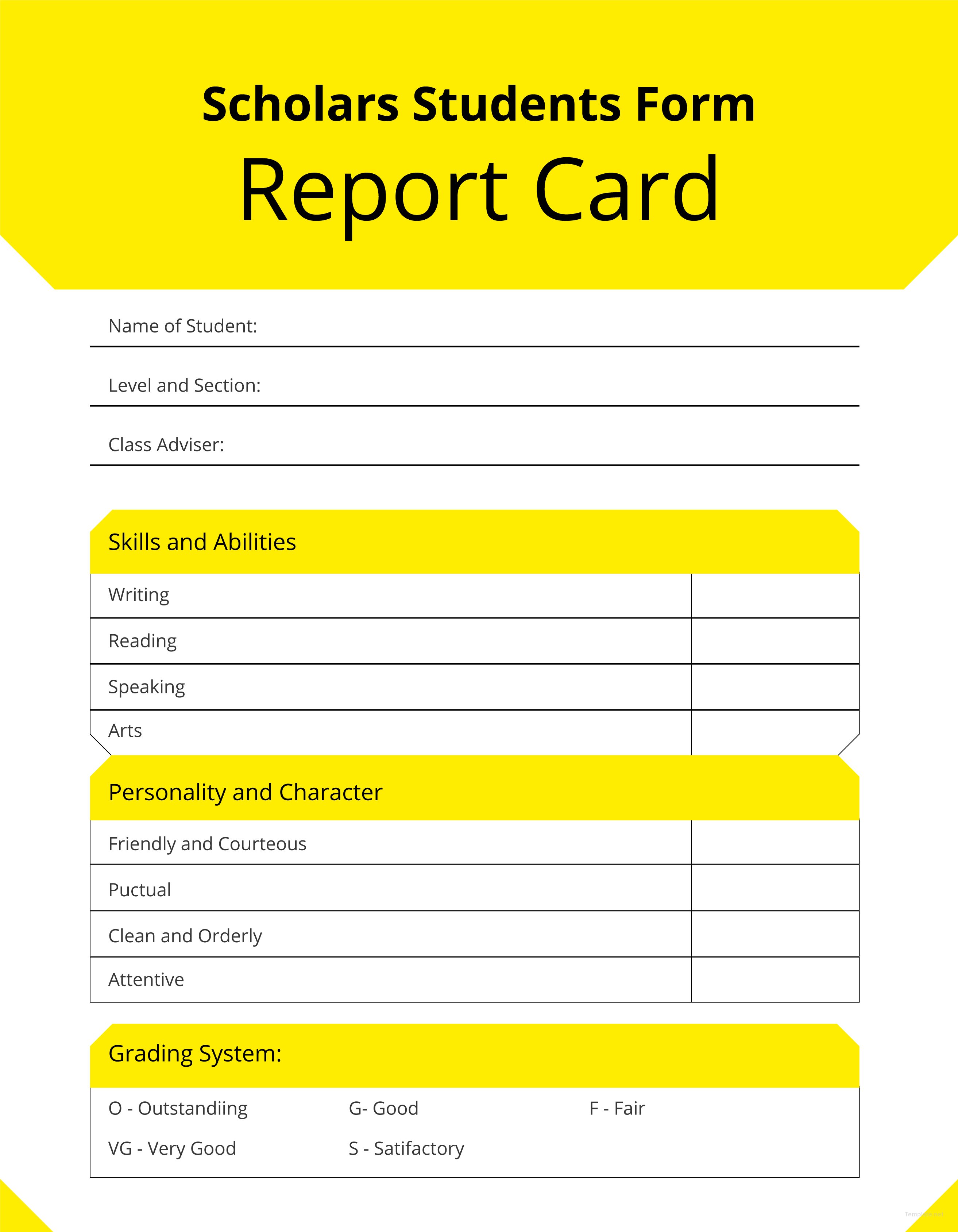 Free Student Report Card Template in Adobe Adobe Illustrator