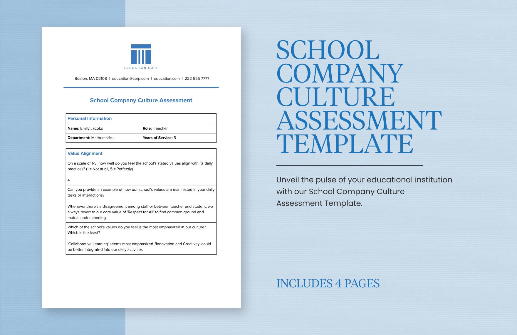 School Company Culture Assessment Template