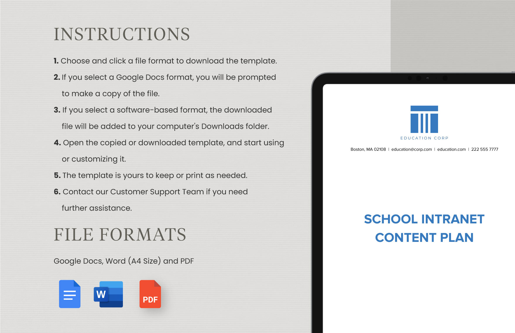 School Intranet Content Plan Template in Word PDF Google Docs