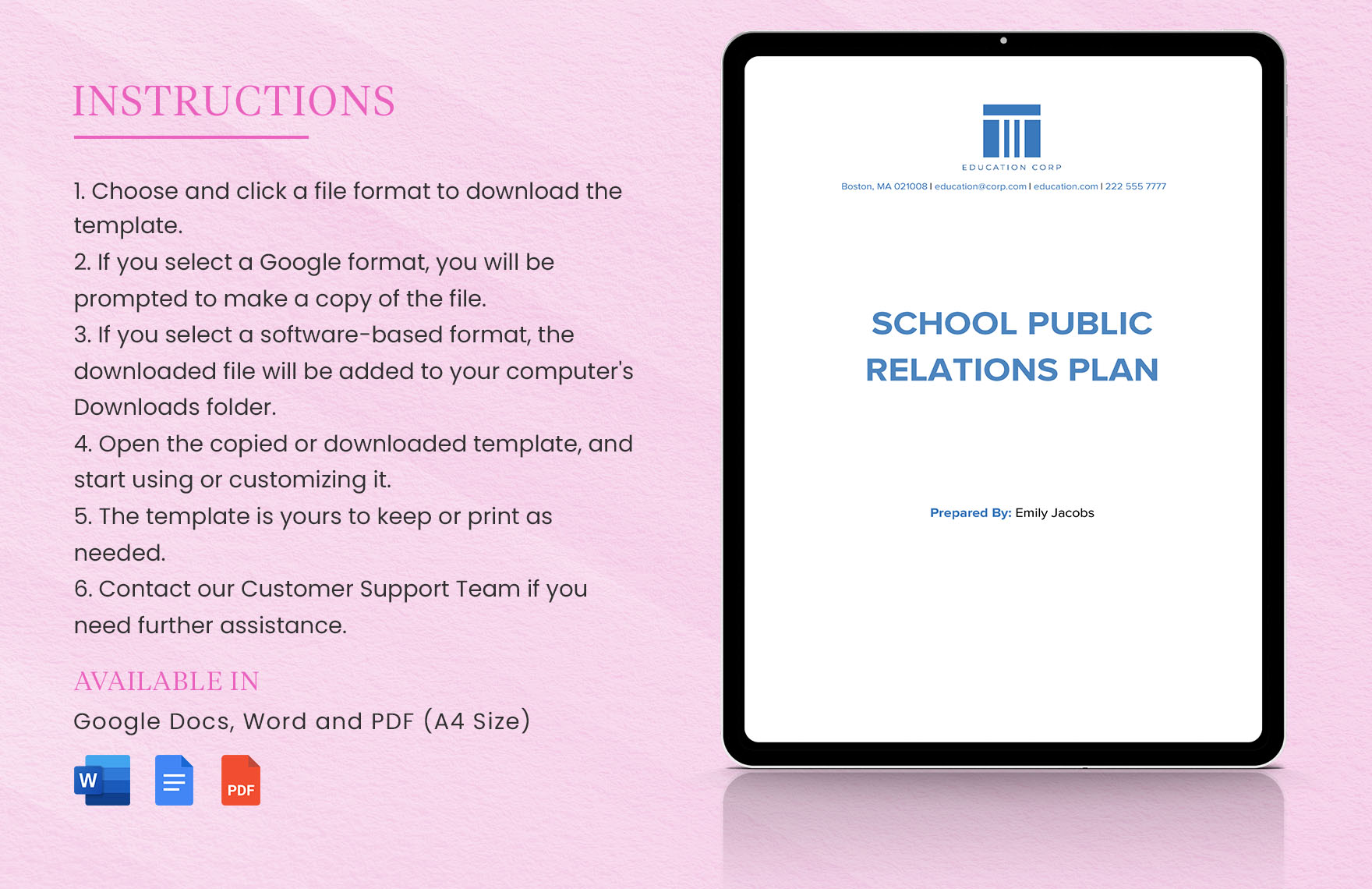 School Public Relations Plan Template