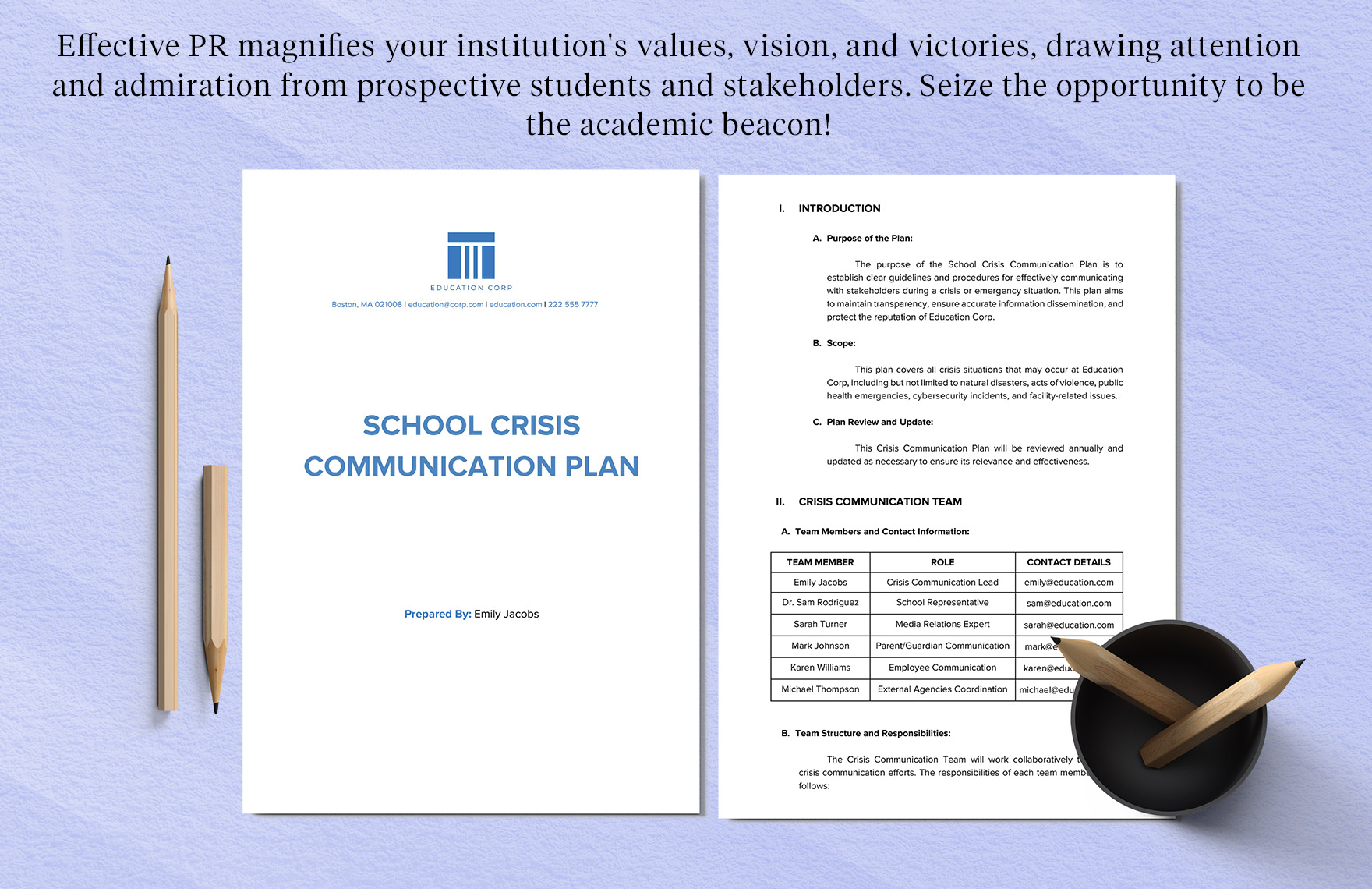 School Crisis Communication Plan Template