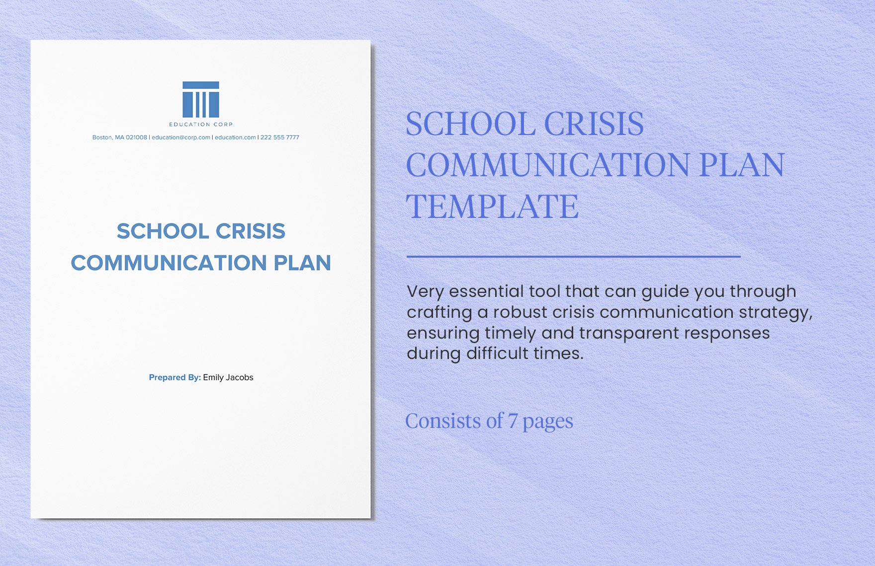 School Crisis Communication Plan Template