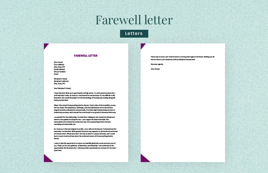 Farewell letter