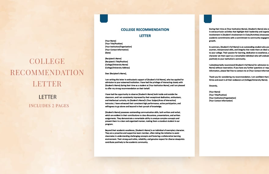 College recommendation letter