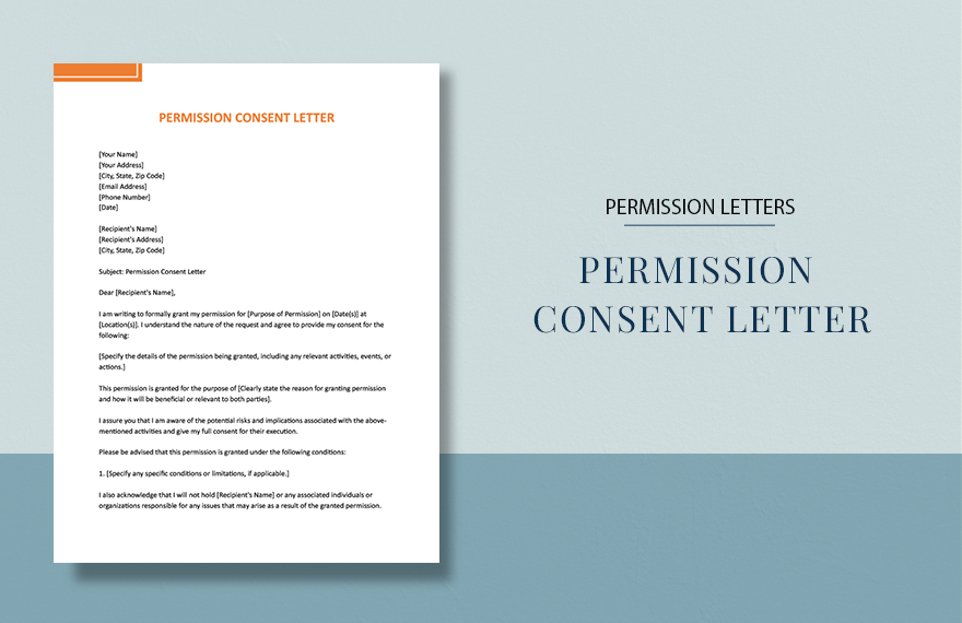 Permission Consent Letter in Word, Google Docs, Apple Pages