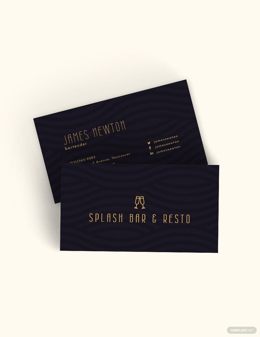 Bartender Business Card Template in Word, Google Docs, Illustrator, PSD, Apple Pages, Publisher