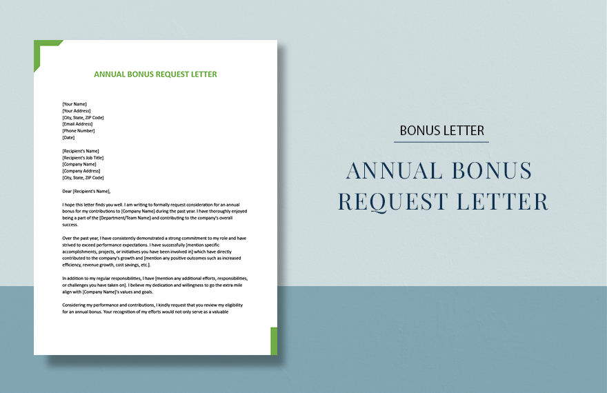 Annual Bonus Request Letter in Word, Google Docs, Apple Pages