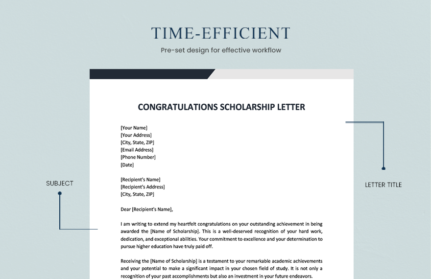 Congratulations Scholarship Award Letter