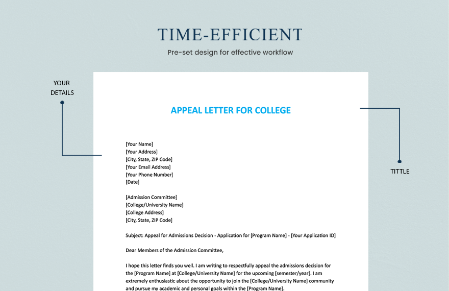 Appeal Letter For College