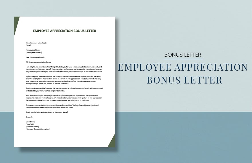 Employee Appreciation Bonus Letter in Word, Google Docs Download