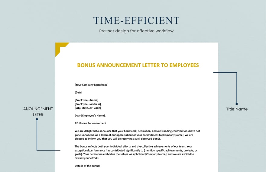 Bonus Announcement Letter To Employees
