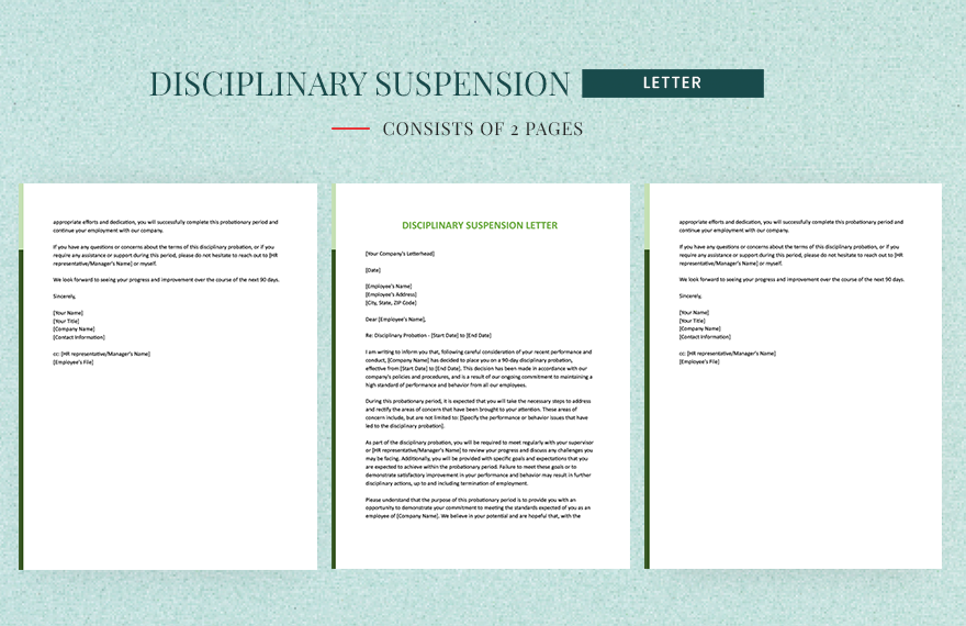 Disciplinary Suspension Letter