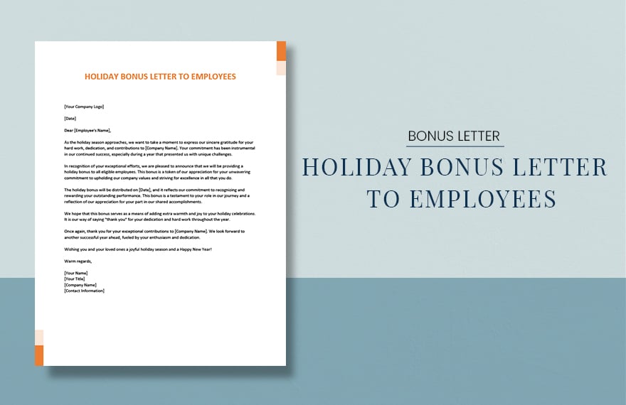 Holiday Bonus Letter To Employees in Word, Google Docs