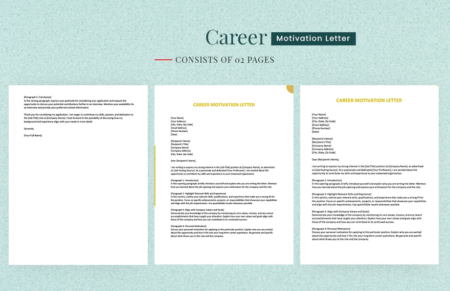 Career Motivation Letter in Word, Google Docs, Apple Pages