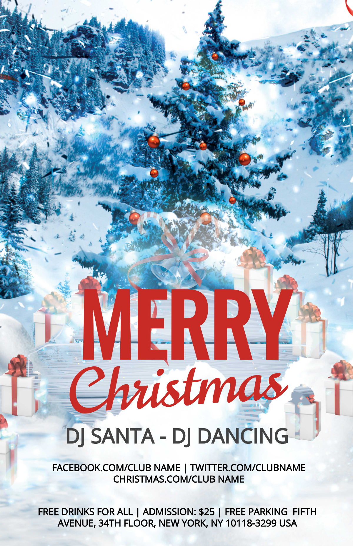 Christmas DJ Party Poster Template