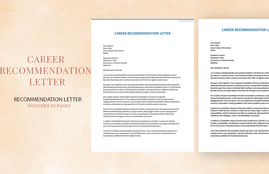 Career Recommendation Letter in Word, Google Docs