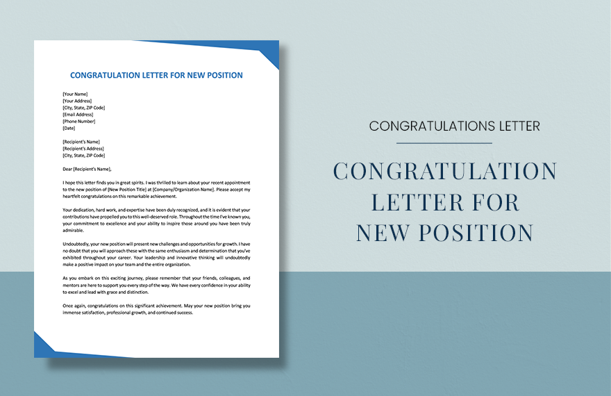 Congratulation Letter For New Position in Word, Google Docs, PDF, Apple Pages