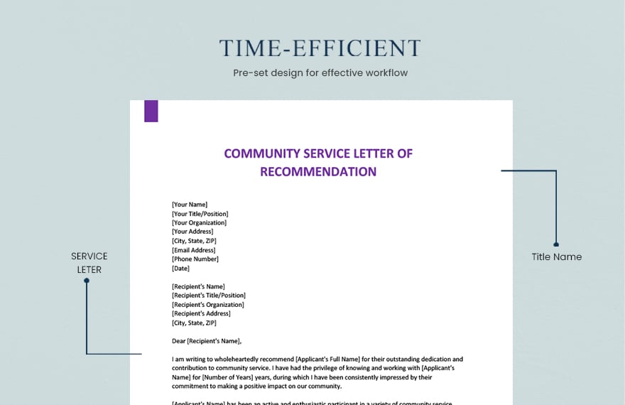Community Service Letter Of Recommendation