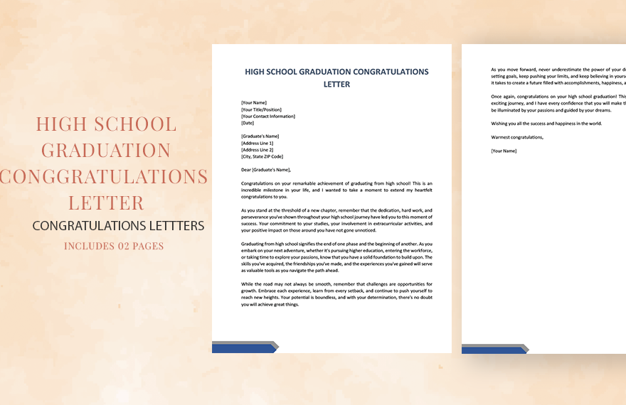 Free High School Graduation Congratulations Letter in Word, Google Docs, PDF, Apple Pages