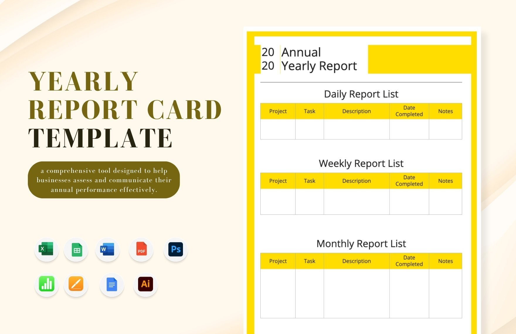 Yearly Report Card Template