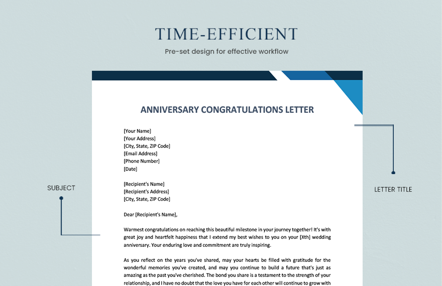 Anniversary Congratulations Letter