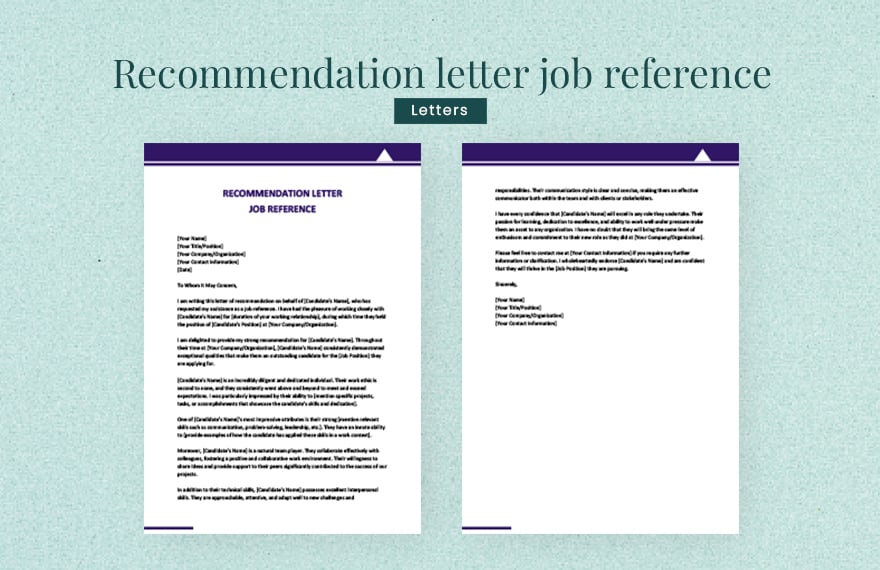 Recommendation letter job reference