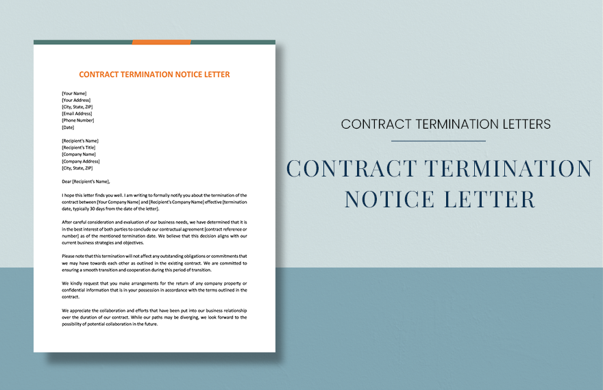 Contract Termination Notice Letter in Word, Google Docs, PDF, Apple Pages