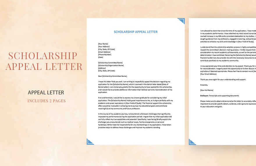 Scholarship Appeal Letter in Word, Google Docs, Apple Pages