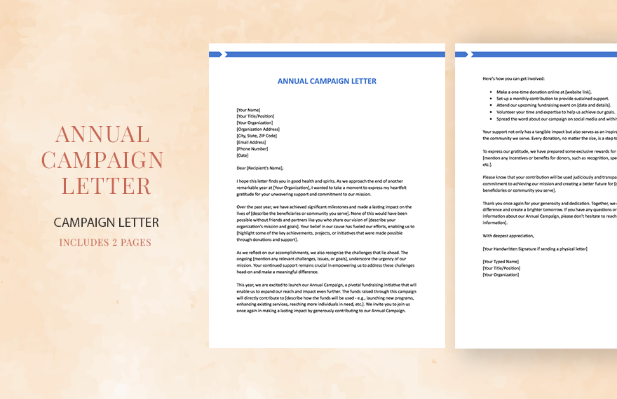 Annual Campaign Letter in Word, Google Docs, Apple Pages