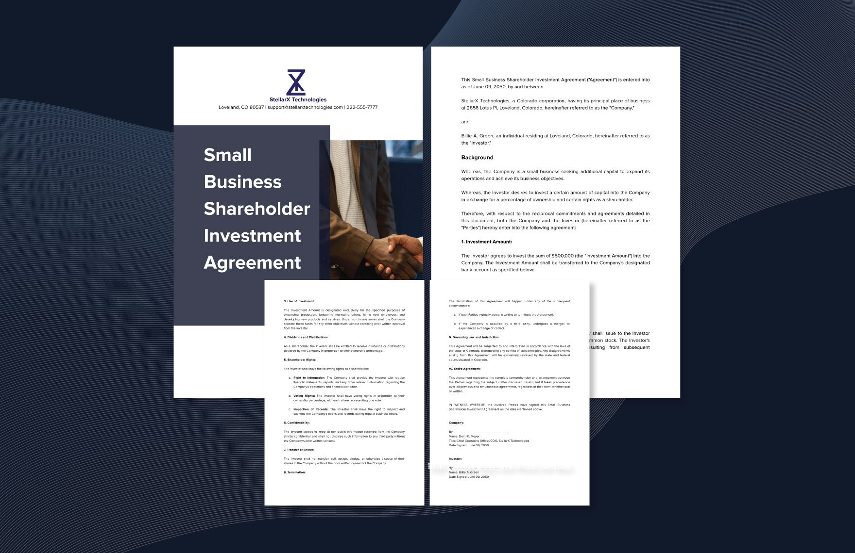 Small Business Shareholder Investment Agreement Template