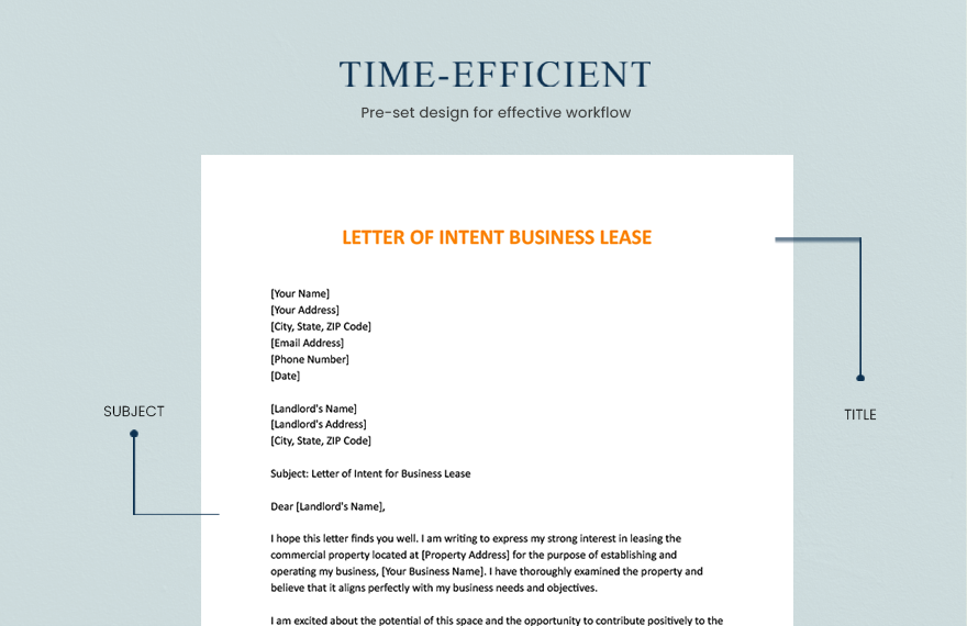 Letter Of Intent Business Lease