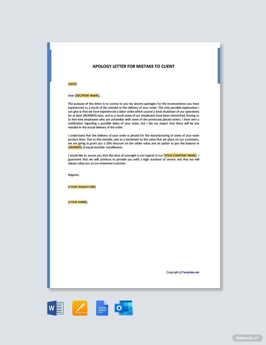 Apology Letter for Mistake to Client