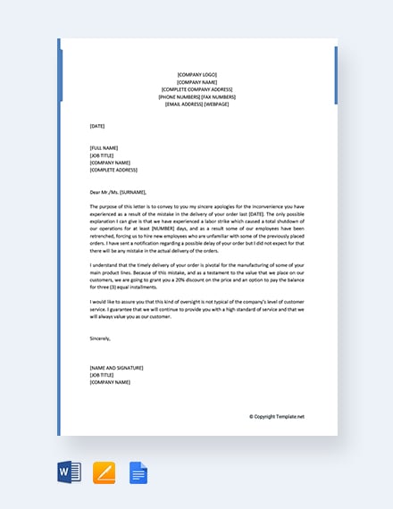 Free Apology Letter For Mistake To Client Template Download 1440